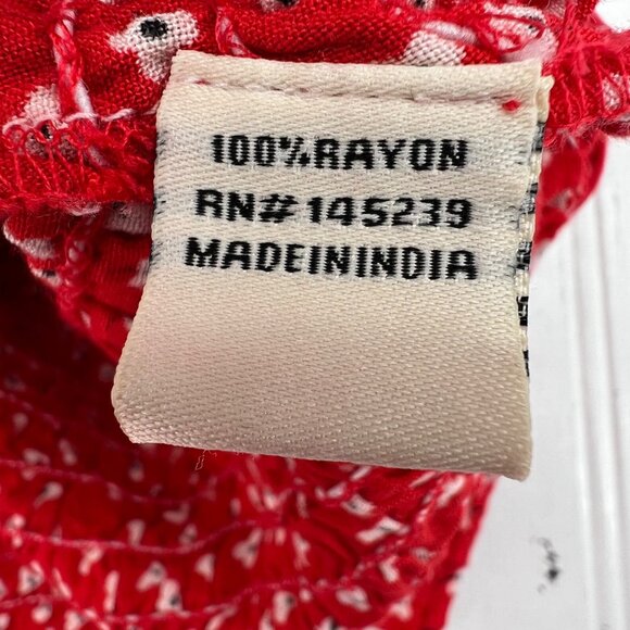 Style Envy Red Floral Smocked Tube Crop Top Womens L Rayon - Picture 4 of 5